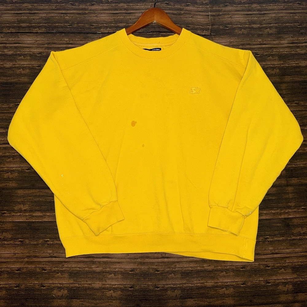 Vintage 90s-Y2K Starter Pro80 Heavyweight Yellow Boxy Crewneck Sweatshirt Size L